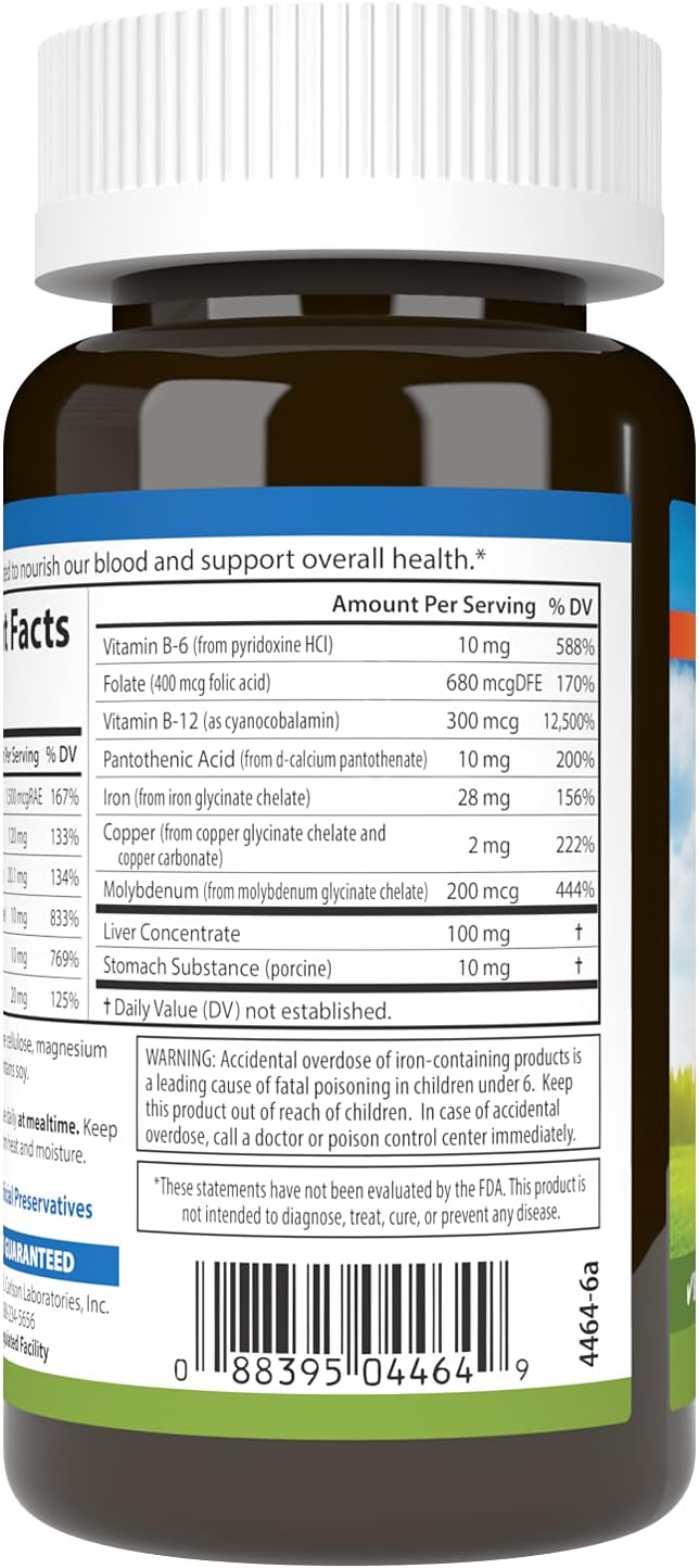 Carlson - Blood Nutrients, 28 mg Iron, Blood Development, Iron Absorption &amp; Optimal Wellness, 90 Capsules