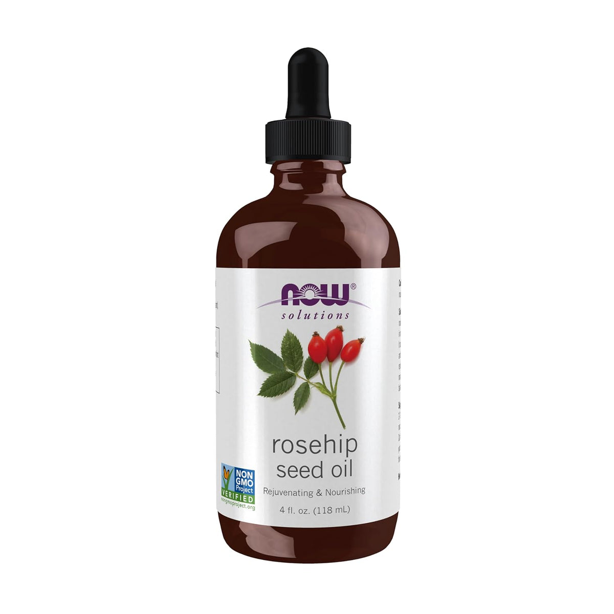 NOW Solutions, Rose Hip Seed Oil, 100% Pure, Nourishing and Renewing, For Facial Care, Vegan, Child Resistant Cap, 4-Ounce