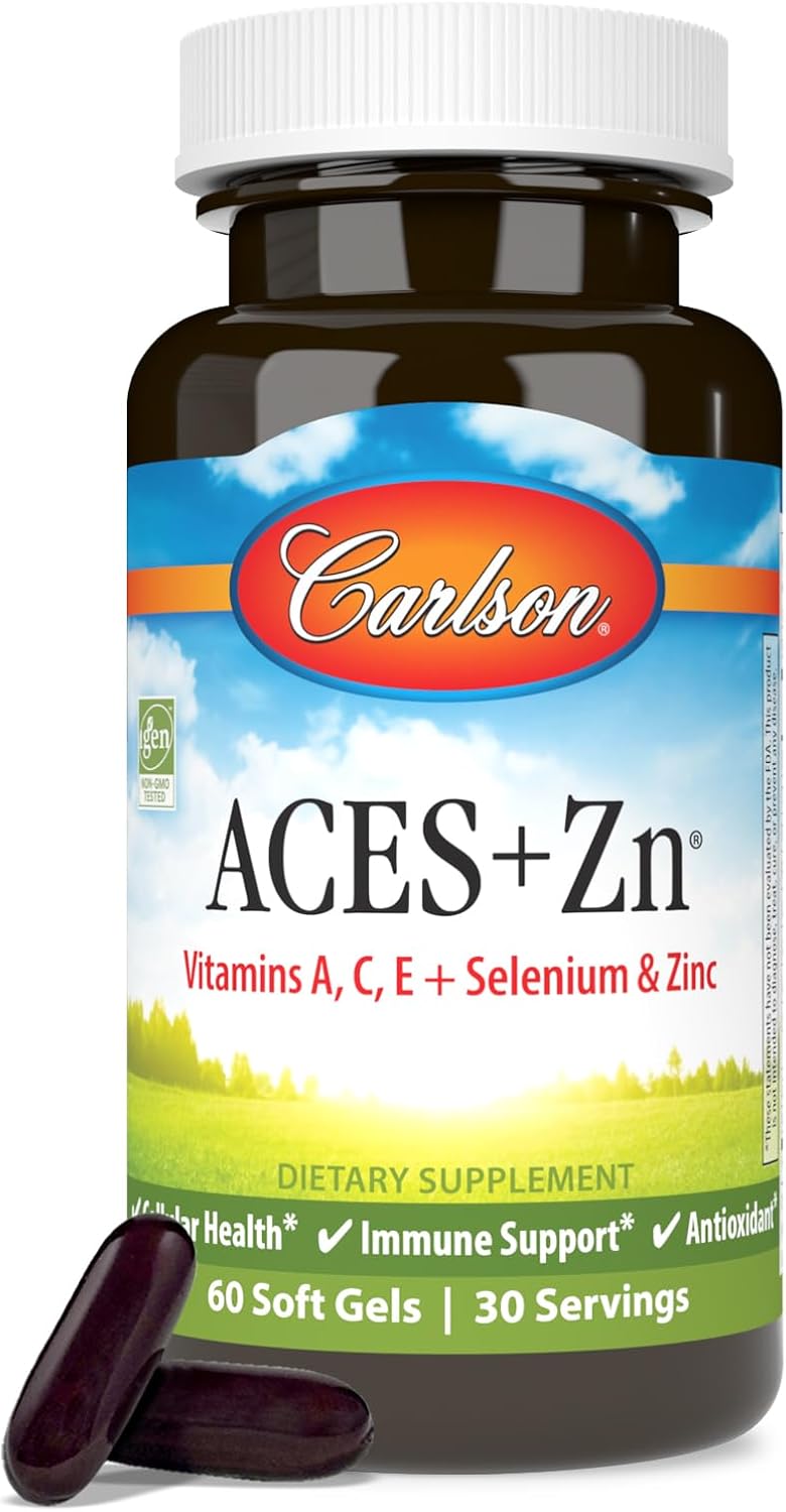 Carlson - ACES + Zn, Vitamins A, C, E + Selenium &amp; Zinc, Cellular Health &amp; Immune Support, Antioxidant, 60 Softgels