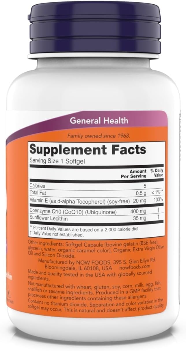 Now Supplements, CoQ10 400 mg, Pharmaceutical Grade, 90 Softgels