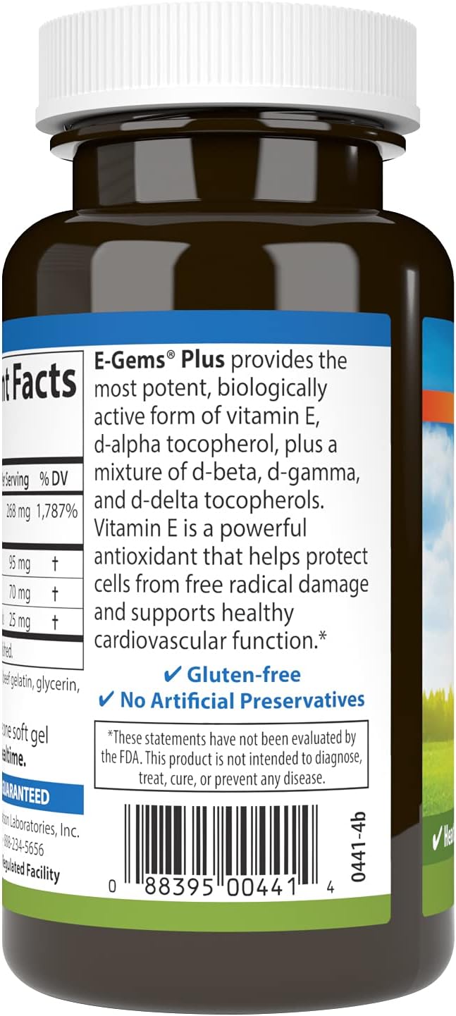 Carlson - E-Gems Plus, 400 IU (268 mg), Natural-Source Vitamin E, Optimal Wellness, 100 Soft Gels