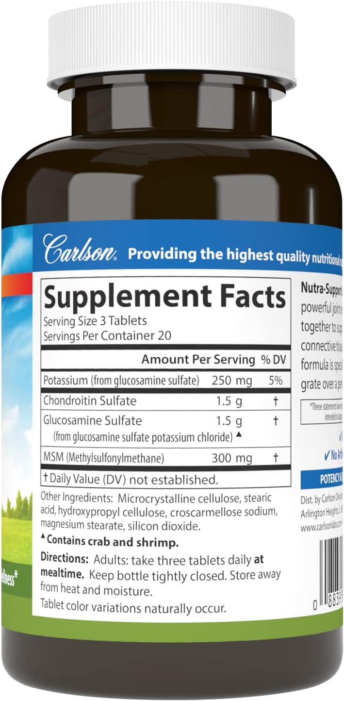 Carlson - Nutra-Support Joint, Glucosamine Chondroitin &amp; MSM, Joint Function, Cartilage Support &amp; Optimal Wellness, 60 tablets