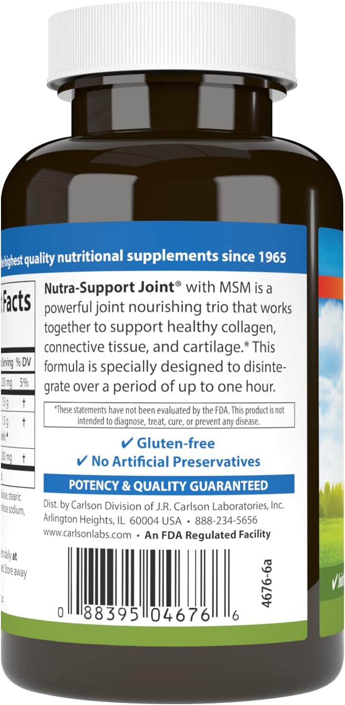 Carlson - Nutra-Support Joint, Glucosamine Chondroitin &amp; MSM, Joint Function, Cartilage Support &amp; Optimal Wellness, 60 tablets