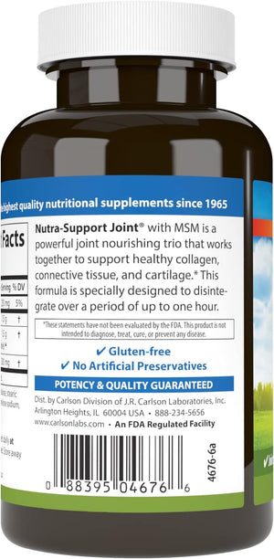 Carlson - Nutra-Support Joint, Glucosamine Chondroitin & MSM, Joint Function, Cartilage Support & Optimal Wellness, 60 tablets