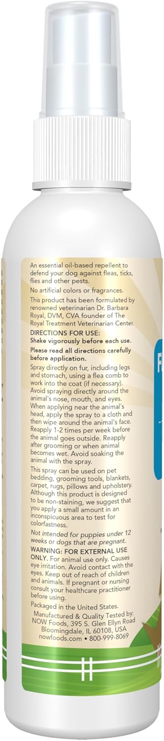 NOW Foods Pet Health, Spray For Dogs, Essential Oil Based, No Deet, 8-Ounce