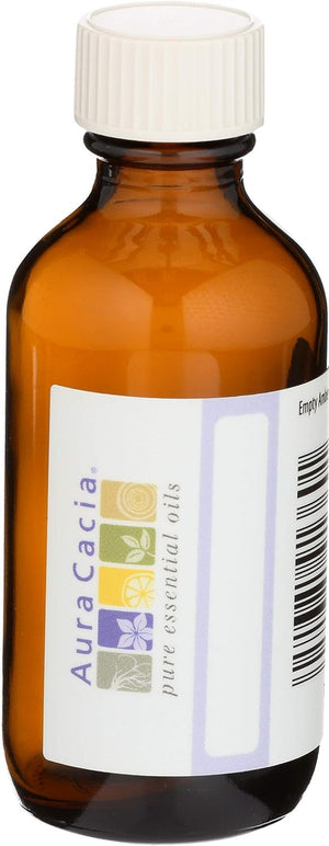 Aura Cacia Glass Amber Bottle with Label, 2 Fluid Ounce