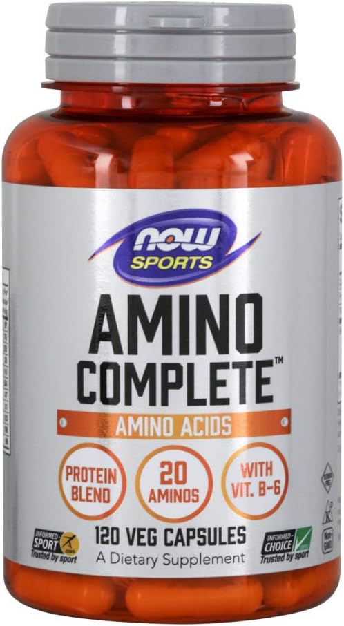 NOW Foods Sports Nutrition, Amino Complete™, Protein Blend With 21 Aminos and B-6, 120 Veg Capsules