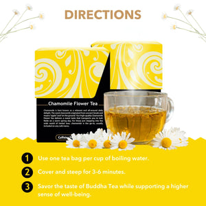 Buddha Teas - Organic Chamomile Flower Tea - Herbal Tea - For Health & Wellbeing - With Antioxidants & Minerals - Clean Ingredients - Caffeine Free - OU Kosher & Non-GMO - 18 Tea Bags