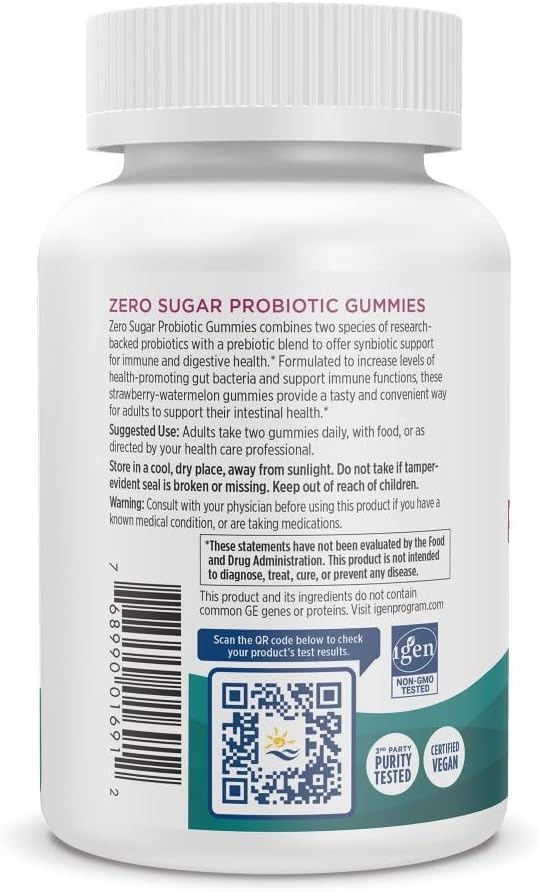 Nordic Naturals Zero Sugar Probiotic Gummies - Strawberry Watermelon Flavor - 40 Gummies - Supports Digestive Wellness &amp; Immune Health - Non-GMO - Third Party Tested - Vegan - 20 Servings