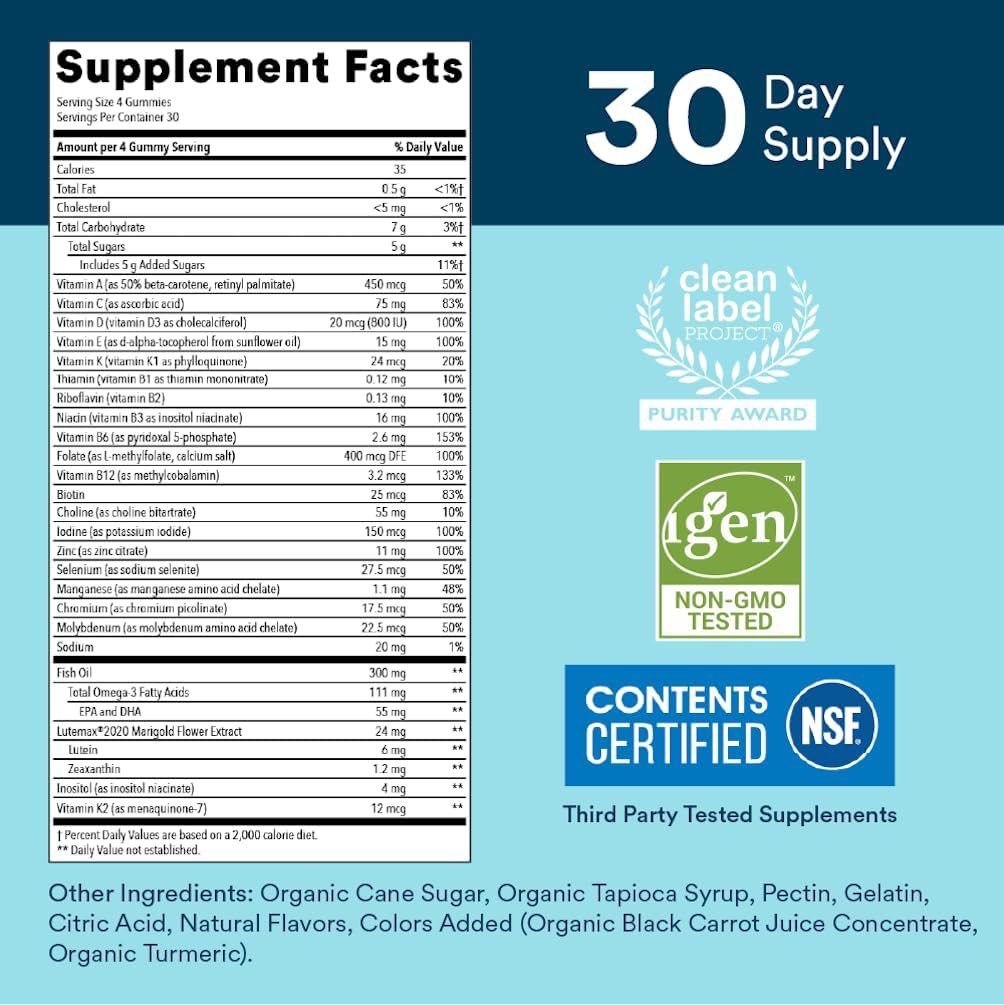 SmartyPants Teen Guy Formula, Daily Multivitamin Gummies: Vitamins C, B12, K, Zinc, &amp; Biotin for Immune Support, Energy, Skin &amp; Hair Support, Assorted Fruit Flavor, 120 Gummies (30 Day Supply)