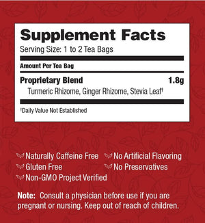 Bravo Teas & Herbs Tumeric Tea, Caffeine Free, 20 Tea Bags