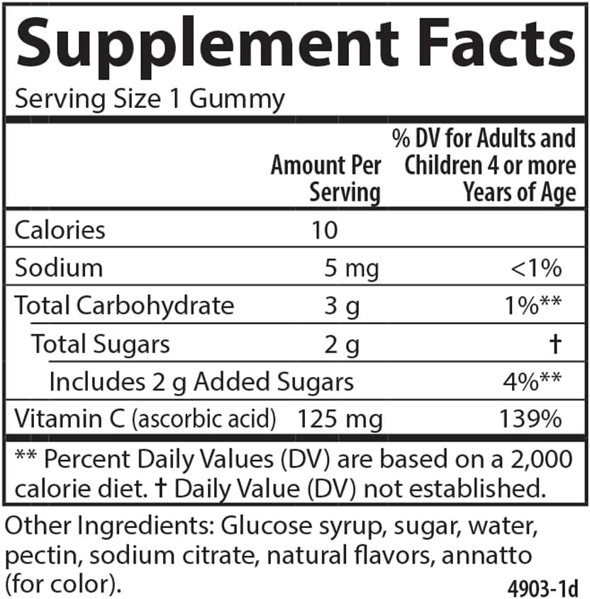Carlson Kid&#39;s Vitamin C Gummies Natural Orange, 125 mg, 60 Vegetarian Gummies