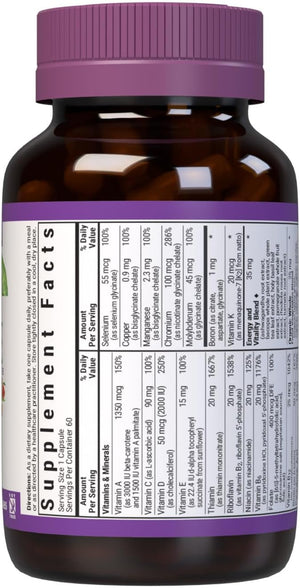 Bluebonnet Nutrition Maxi One (with Iron), Whole Food Multiple, Enzymes, Energy, Vitality, Gluten & Dairy & Soy Free, Kosher, Vegetarian Friendly, Non-GMO, 2 Month Supply, Beige, 60 Count