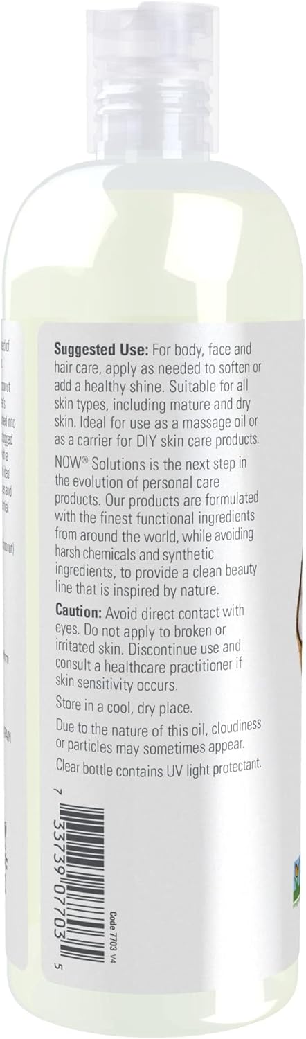 NOW Foods Solutions, Liquid Coconut Oil, Light and Nourishing, Promotes Healthy-Looking Skin and Hair, 16-Ounce