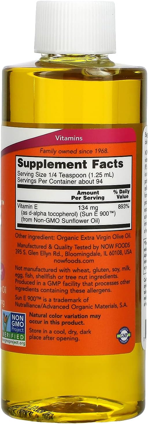 NOW Supplements, Sun-E™ Liquid (derived from Non-GMO Sunflower Seed Oil), 4-Ounce