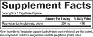 Natural Factors Magnesium Bisglycinate Vegetarian Capsules for Nervous System Support, 200 mg, 120 Capsules