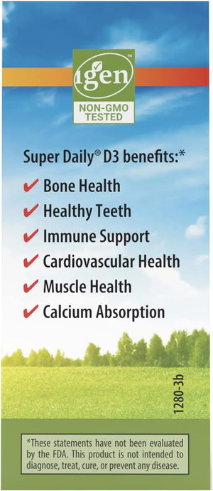 Carlson - Super Daily D3, Vitamin D Drops, 2,000 IU per Drop, 1-Year Supply, Vitamin D3 Liquid, Heart & Immune Health, Vegetarian, Liquid Vitamin D Drops, Unflavored, 365 Drops