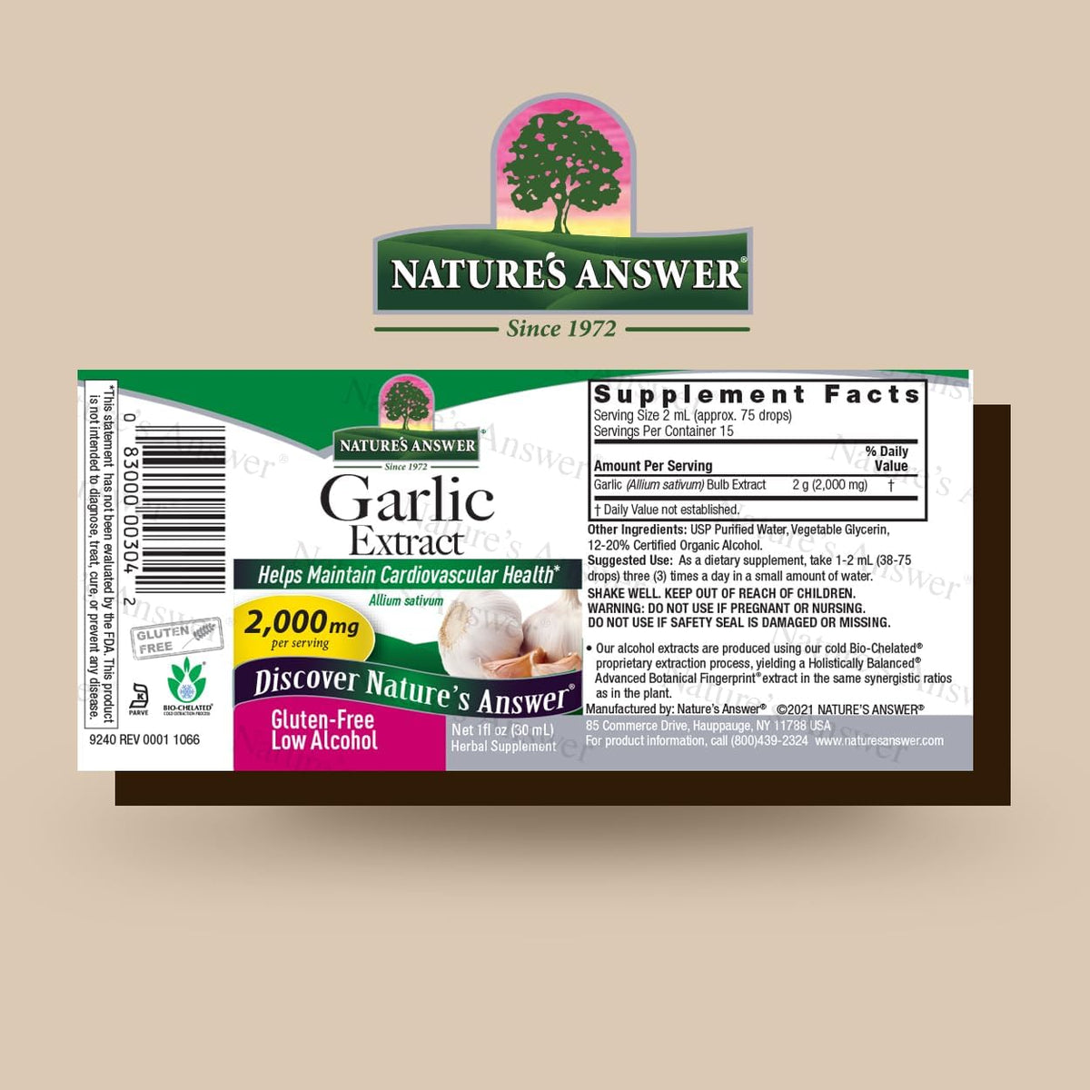 Nature&#39;s Answer Garlic 1oz Extract | Promotes Overall Well-Being | Made with Low Organic Alcohol | Gluten-Free, Non-GMO &amp; Kosher Certified