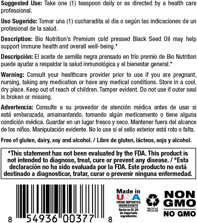 BIO Nutrition Black Seed Oil 8 oz