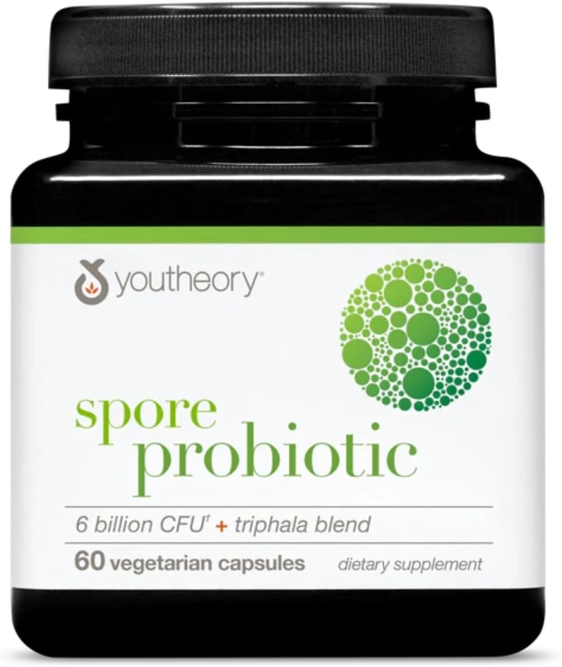 Youtheory Spore Probiotic - 6 Billion CFU - Probiotic Digestive Supplement* - Resists Stomach Acid Breakdown* - Dairy, Gluten &amp; Soy Free - 60 Vegetarian Capsules