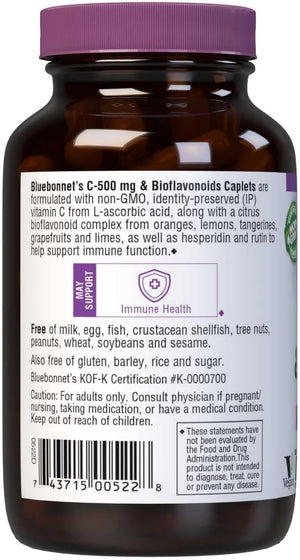 BlueBonnet Nutrition C-500 mg & Bioflavonoids, 90 Caplets, 90 Servings