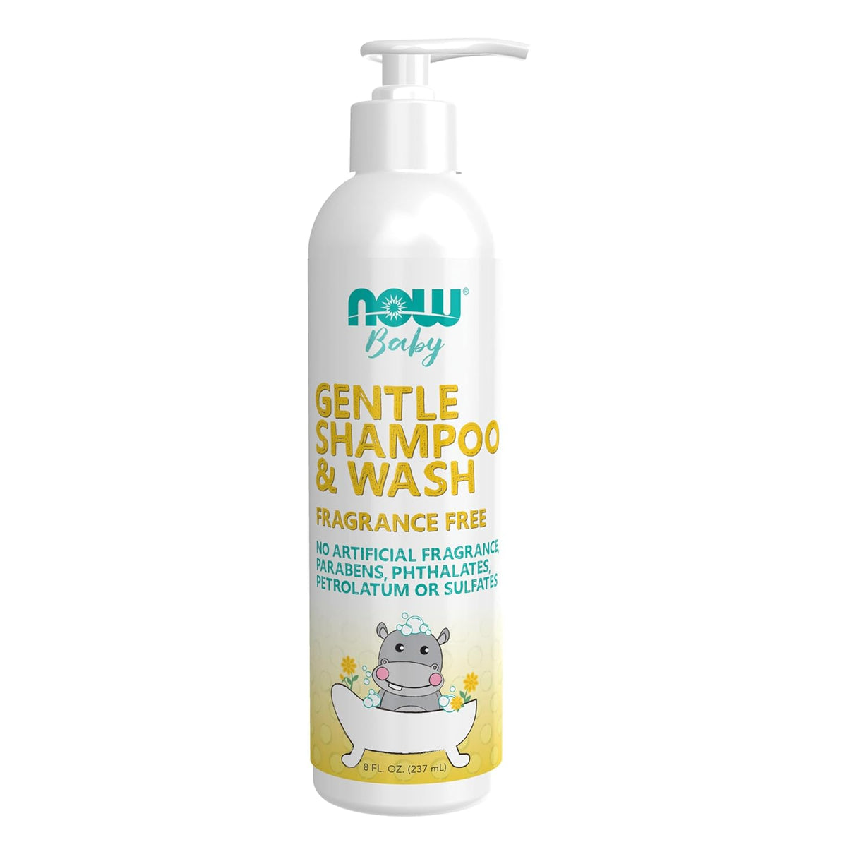 NOW Baby, Gentle Shampoo &amp; Wash, Fragrance Free with No Artificial Fragrance, Parabens, Phthalates, Petrolatum or Sulfates, 8-Ounce