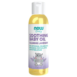 NOW Baby, Soothing Baby Oil, Calming Lavender, No Artificial Fragrance, Parabens, Phthalates, or Petrolatum, 4-Ounce