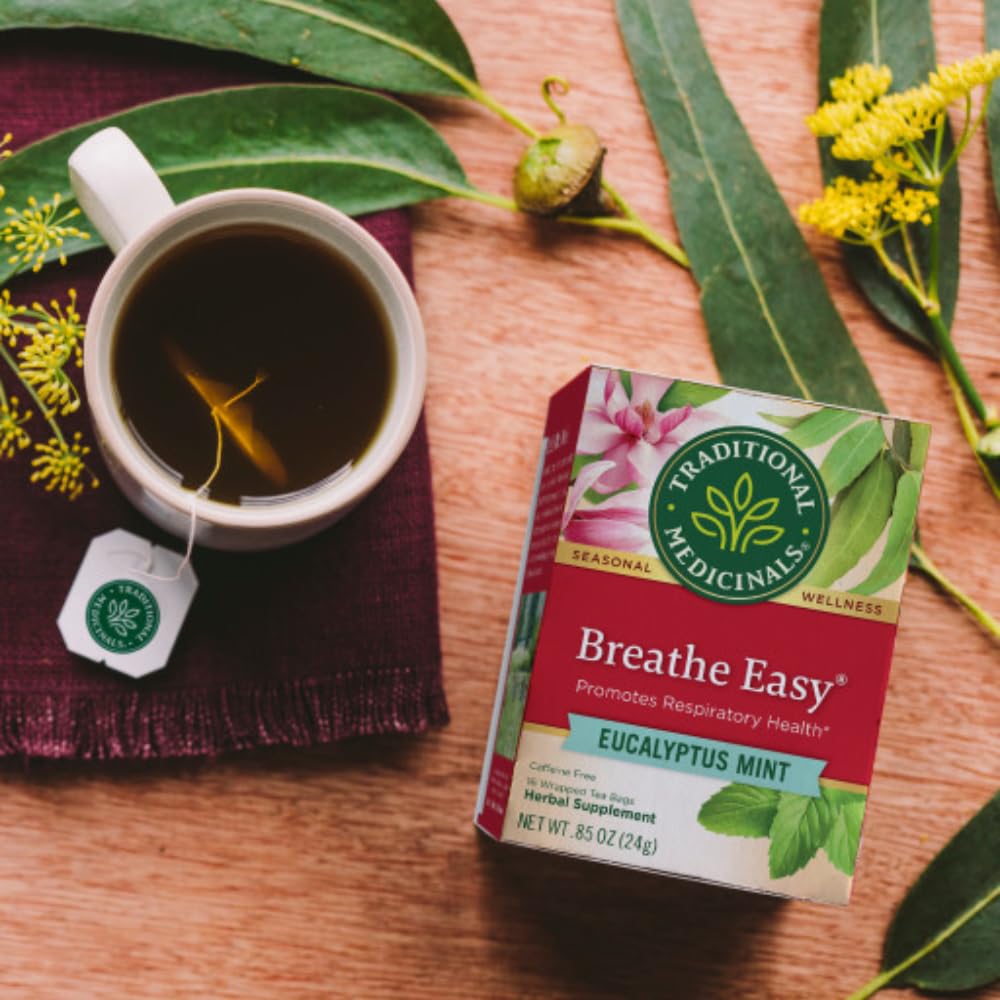 Traditional Medicinals - Breathe Easy Seasonal Tea - Promotes Respiratory Health - 16 Tea Bags