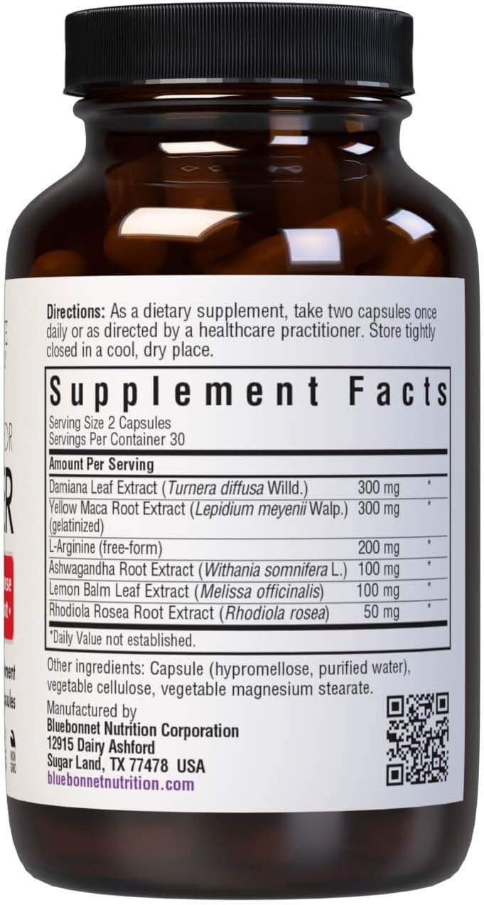 Bluebonnet Nutrition Intimate Essentials for Her Sexual Response &amp; Libido Boost*, Non-GMO, Vegan, Kosher, Gluten-Free, Soy-Free, Milk-Free, 60 Vegetable Capsules, 30 Servings