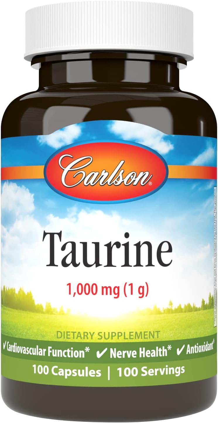 Taurine, Free-Form Amino Acid, Cardiovascular Support, Nerve Health &amp; Muscle Function, 100 Capsules