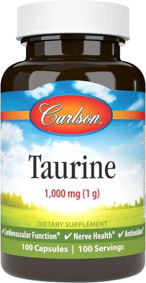 Taurine, Free-Form Amino Acid, Cardiovascular Support, Nerve Health & Muscle Function, 100 Capsules