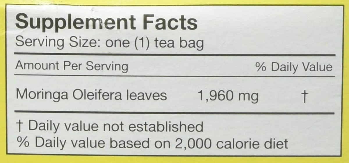 Bio Nutrition Lemon Moringa Tea Bags, 2.1 Ounce
