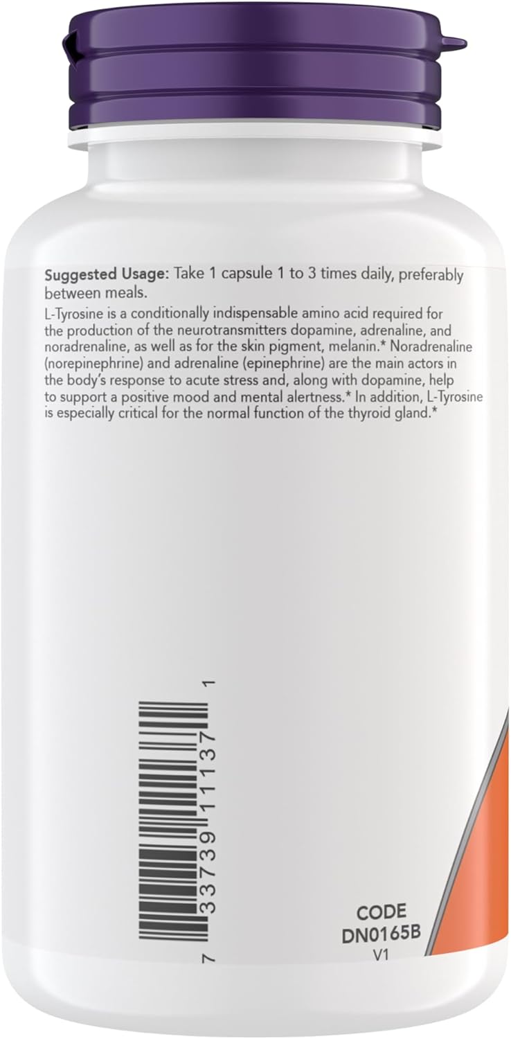 Now Supplements - L-Tyrosine Supplement, 750mg for Neurotransmitter Support & Mental