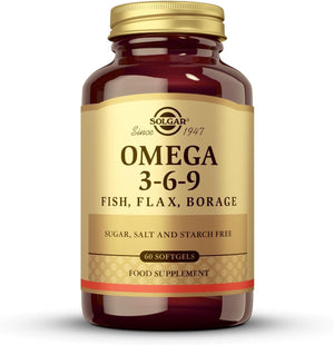 Solgar 1300 mg Omega 3-6-9, 60 Softgels - Fish Oil Supplement - Support for Heart, Joint & Skin Health - Includes Flaxseed & Borage - Contains EPA & DHA - Omega 3 Fatty Acids - 20 Servings