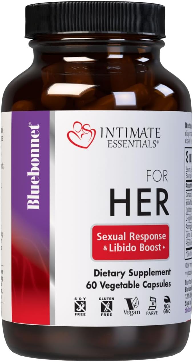 Bluebonnet Nutrition Intimate Essentials for Her Sexual Response &amp; Libido Boost*, Non-GMO, Vegan, Kosher, Gluten-Free, Soy-Free, Milk-Free, 60 Vegetable Capsules, 30 Servings