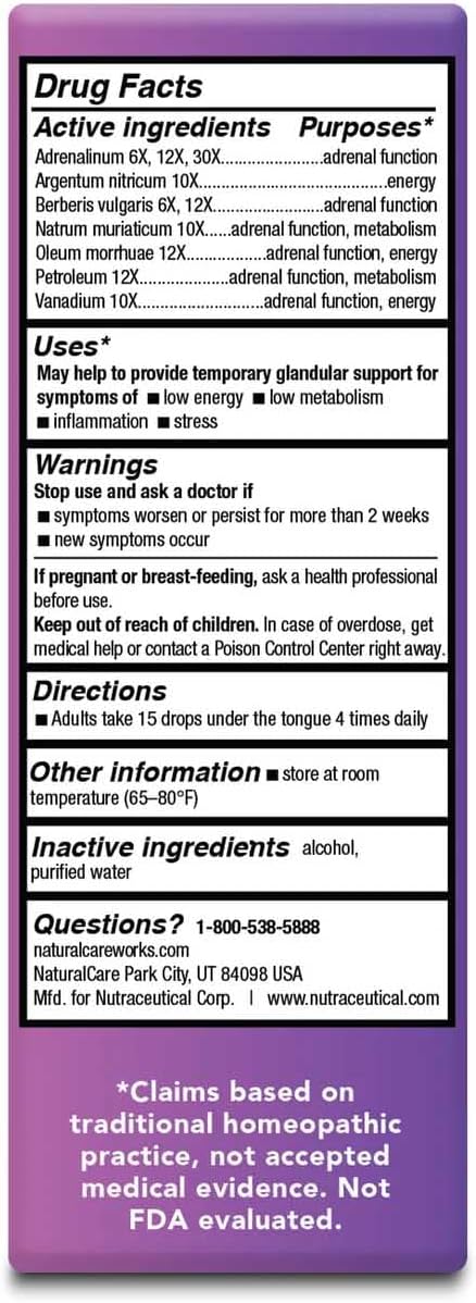 NaturalCare Adrenal Support, Homeopathic Tablets, 60ct