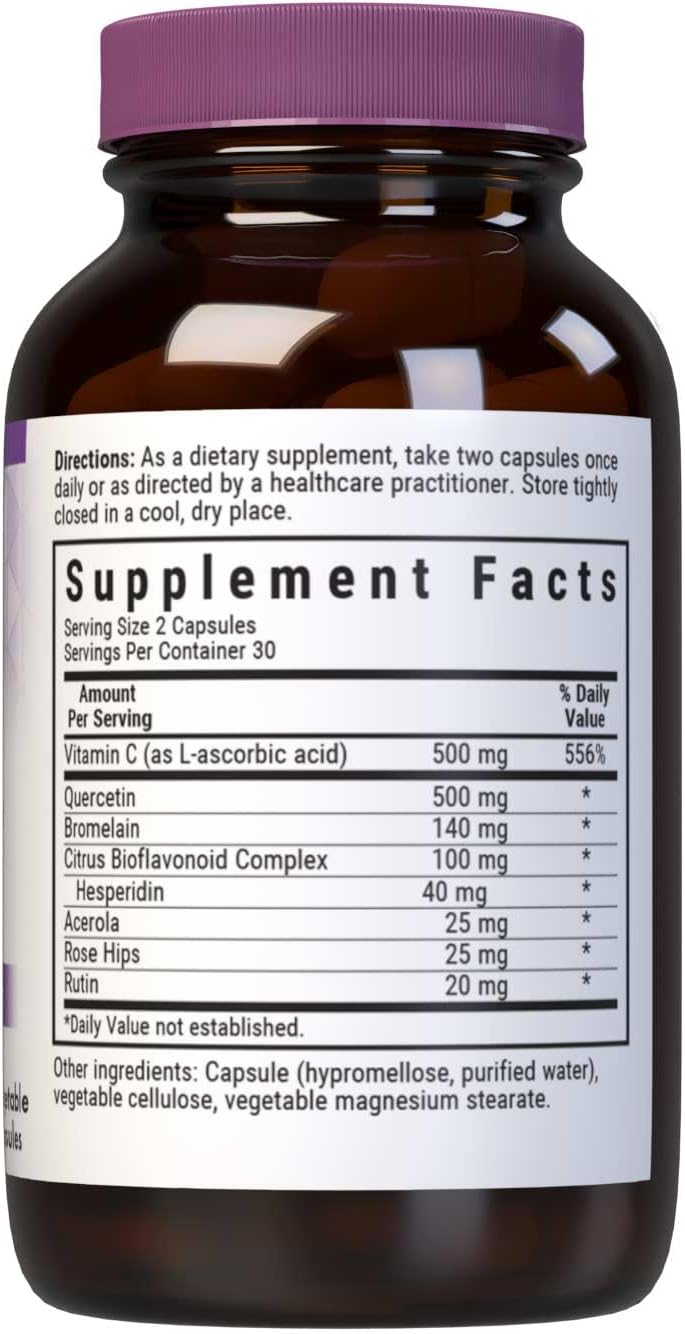 Bluebonnet Nutrition Super Quercetin Vegetable Capsules, Vitamin C Formula, Best for Seasonal & Immune Support, Non GMO, Gluten Free, Soy Free, Milk Free, Kosher, 60 Vegetable Capsules