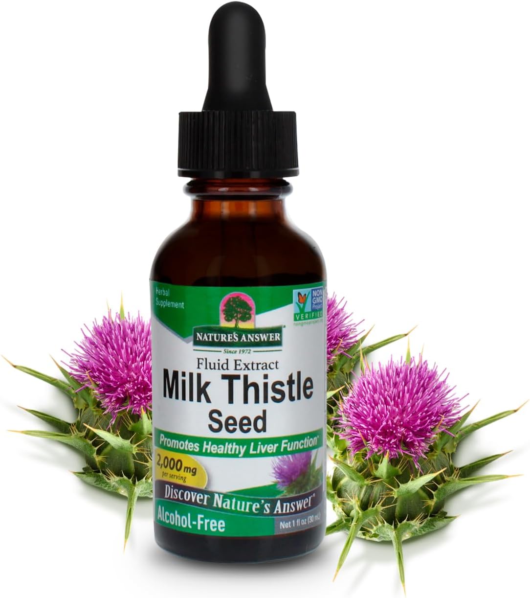 Nature&#39;s Answer Milk Thistle 2000 mg 1oz Extract | Promotes Liver Function | Non-GMO, Kosher Certified, Gluten-Free