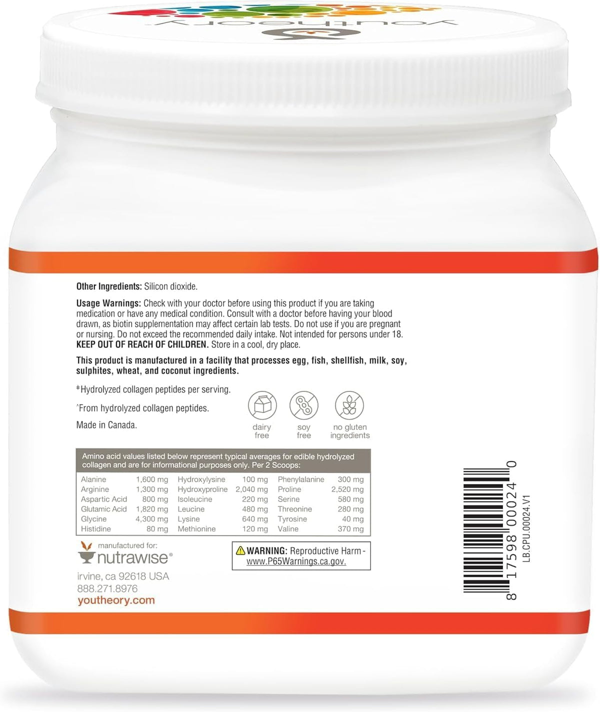 Youtheory Collagen Powder - Premium Collagen Supplement with Vitamin C &amp; Biotin - Healthy Hair, Skin, Nails &amp; Joints - Hydrolyzed &amp; Highly Absorbable - Dairy, Soy &amp; Gluten Free - Unflavored - 20 oz