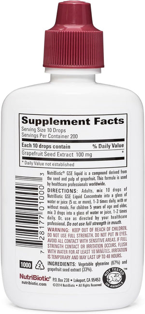 NutriBiotic GSE Grapefruit Seed Extract Liquid Concentrate, 2 fl oz