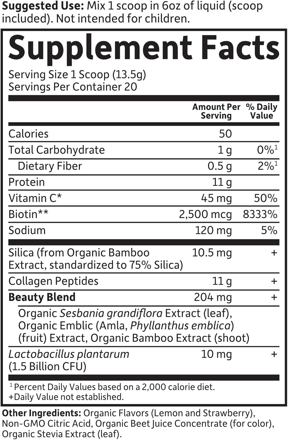 Garden of Life Grass Fed Collagen Beauty - Strawberry Lemonade, 20 Servings - Collagen Peptides Powder for Women Men Hair Skin Nails, Collagen Protein Hydrolyzed Supplements