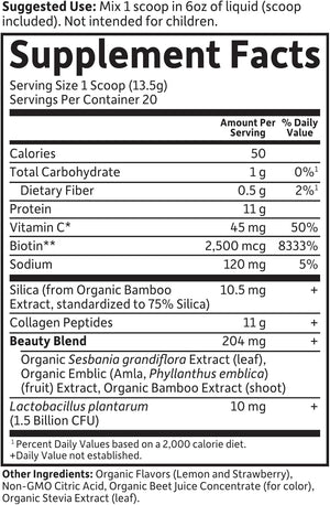 Garden of Life Grass Fed Collagen Beauty - Strawberry Lemonade, 20 Servings - Collagen Peptides Powder for Women Men Hair Skin Nails, Collagen Protein Hydrolyzed Supplements