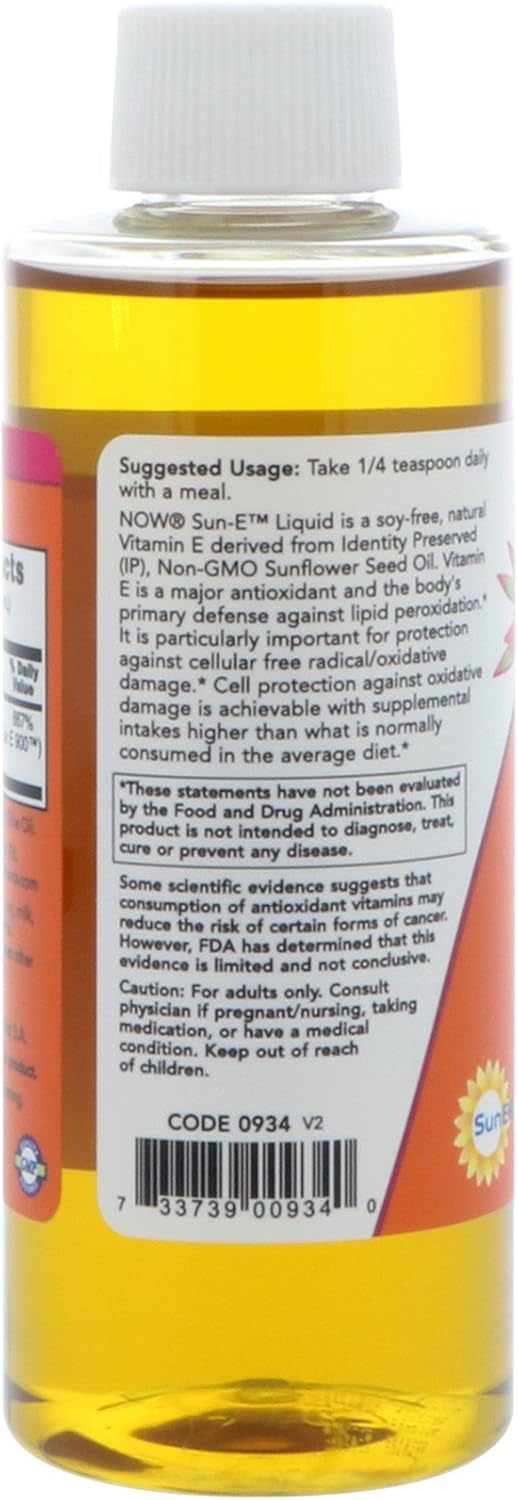 NOW Supplements, Sun-E™ Liquid (derived from Non-GMO Sunflower Seed Oil), 4-Ounce