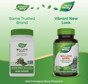 Nature's Way Willow Bark, Traditional Relief of Discomfort Due to Occasional Overexertion*, Non-GMO Project Verified, 680 mg per Serving, 100 Vegan Capsules