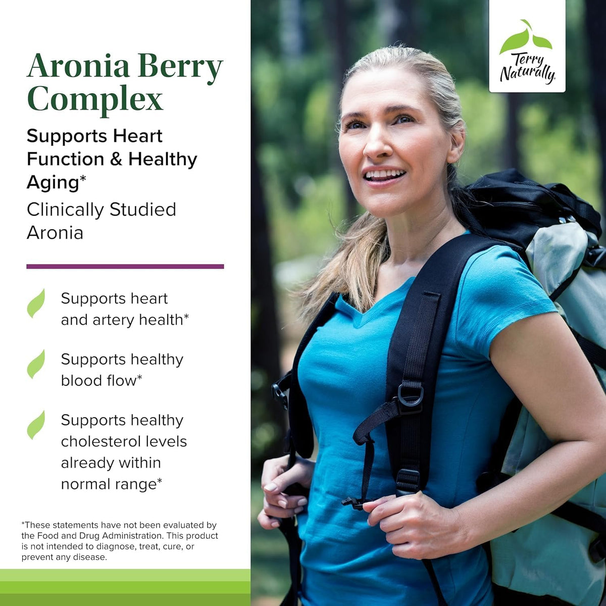 Terry Naturally Aronia Berry Complex - Antioxidant Support Supplement with Grape Seed Extract - Dietary Supplement Formula to Support Healthy Heart Function - 60 Capsules (60 Servings)