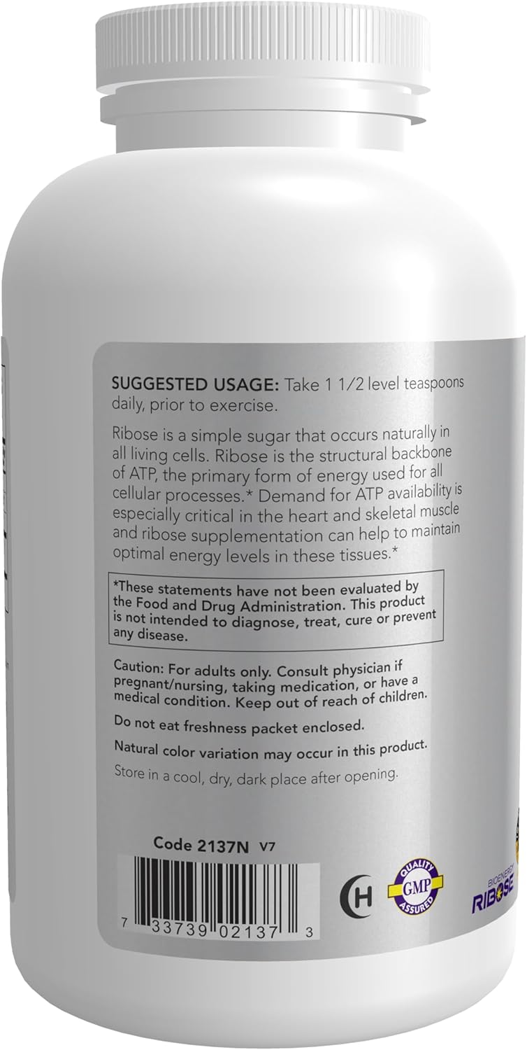 NOW Foods Sports Nutrition, D-Ribose Powder 5000 mg, Certified Non-GMO, Energy Production*, 16-Ounce