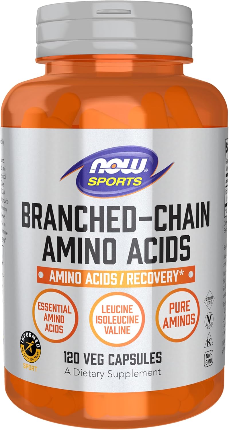 NOW Foods Sports Nutrition, Branched Chain Amino Acids, With Leucine, Isoleucine and Valine, 120 Veg Capsules
