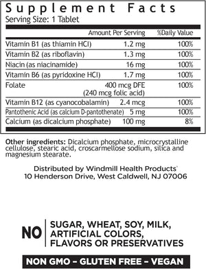 Windmill Natural Vitamins B Complex (100% Daily Value), Boost Energy Production and Promote Metabolism, 100 Tablets, 100 Servings