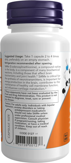 NOW Supplements, Same (S-Adenosyl-L-Methionine)200 mg, Nervous System Support*, 60 Veg Capsule