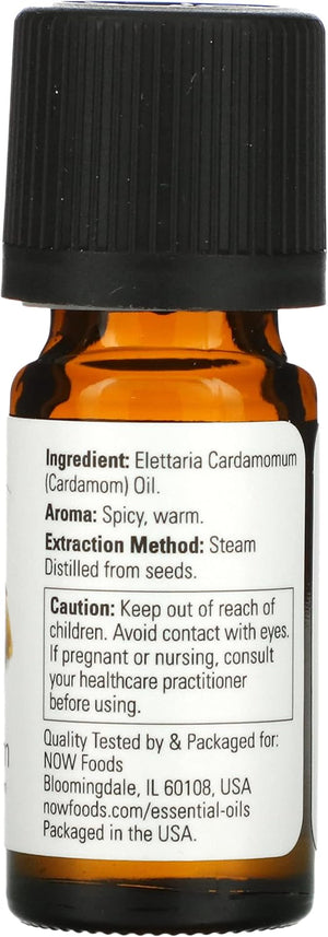 NOW Essential Oils, Cardamom Oil, Spicy and Warm Aromatherapy Scent, 100% Pure, Steam Distilled Child Resistant Cap, 10 mL